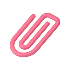 Poster - paperclip pink wire clip staple stationery tool for paper document attaching 3d icon vector