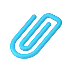 Poster - paper clip wire paperwork note reminder document attaching blue isometric 3d icon realistic vector