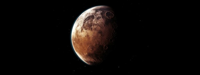 Wall Mural - banner poster planet moon mars in space on a dark background cinematic photo space for text copy spa