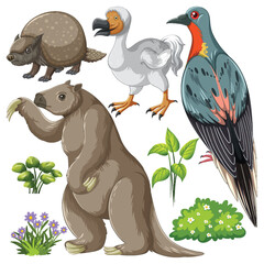 Sticker - Set of various extinct animals