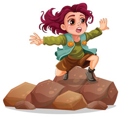 Wall Mural - Girl standing on the rock