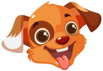 Wall Mural - Cheerful Cute Dog Face on White Background