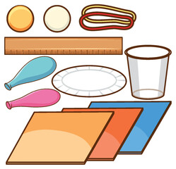 Wall Mural - set of differnt objects for science experiment