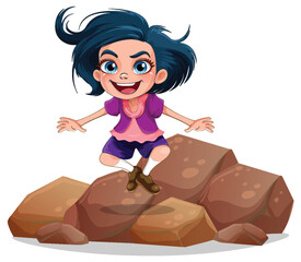 Wall Mural - Girl standing on the rock