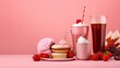 pink background food and drink