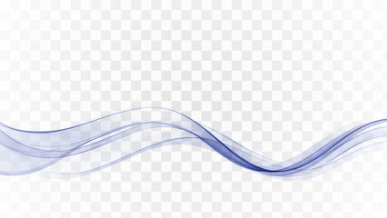 Futuristic blue vector wave flow on transparent background.Smoky wave,design element.