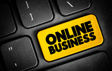 Poster - Online Business text button on keyboard, concept background