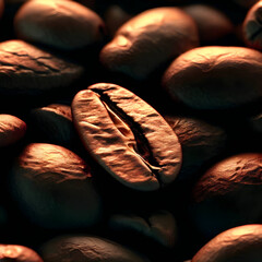 Wall Mural - coffee beans on black background