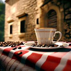 Wall Mural - cup of coffee on the table