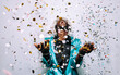 © oneinchpunch - portrait of an hip hop music performer with confetti drop