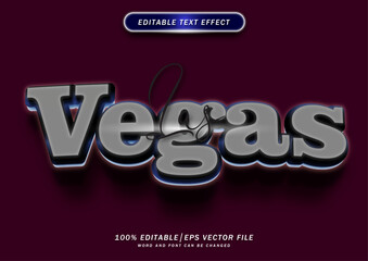 Poster - 3d Luxury Las Vegas text effect. Neon Font style Editable. mockup text effect