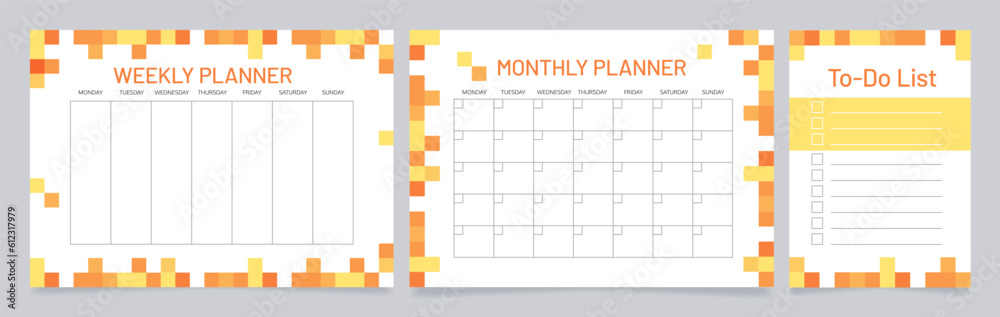 Organizing time worksheet design template set. Blank printable goal ...