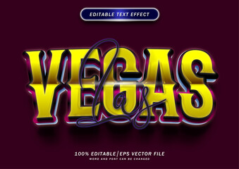 Poster - 3d Vampir style effect. Las Vegas text effect. Neon Font style Editable. mockup text effect