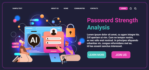 Poster - people secure and protecting personal data with ai bot helper password strength analysis artificial 