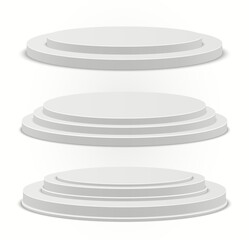 Aufkleber - Set of circle podiums. Vector 3d stage isolated on white background.