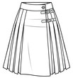 womens kilt skirt flat sketch vector illustration knee length pleated skirt technical cad drawing template