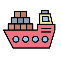 Sticker - Cargo Ship Line Color Icon