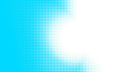Poster - Dots halftone white blue color pattern gradient texture with technology digital background. Dots pop art comics with summer background.