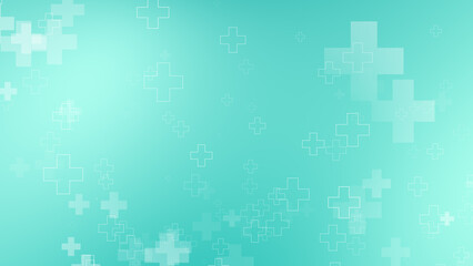 Poster - Abstract medical green blue cross pattern background.