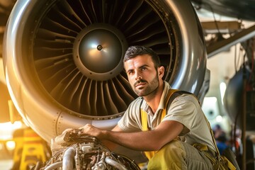 Team of engineers working at maintenance building Be an aircraft engineer at an airport Generated with AI