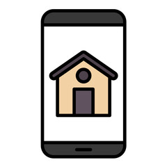 Canvas Print - House App Line Color Icon