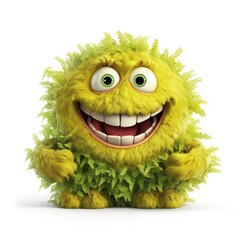 Aufkleber - Funny face bush monster cartoon on white background Generative AI