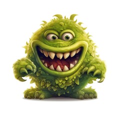 Aufkleber - Funny face bush monster cartoon on white background Generative AI