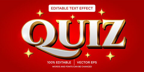 gold quiz 3D text effect template