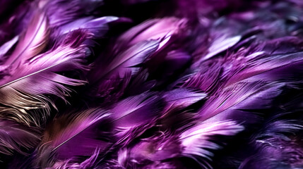 Wall Mural - Abstract background with purple feathers, generative AI.