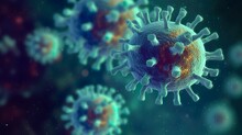 Close Up Of A Virus, Covid, Covid 19, Bacterium, Macro, Macro Organism, Virus, Closeup, Blue, 3d