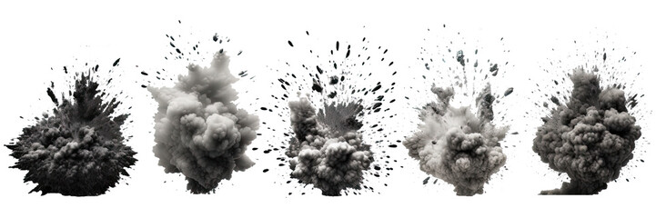 Wall Mural - Set of explosions isolated on transparent background - Generative AI