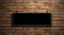 Black Signage On A Rustic Wooden Wall Mockup. Generative Ai