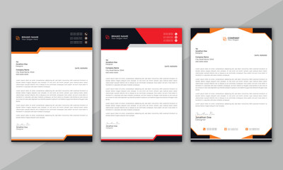 Wall Mural - corporate business letter head design template set with unique shape. business letterhead bundle. ab