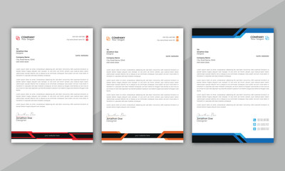 Wall Mural - corporate business letter head design template set with unique shape. business letterhead bundle. ab