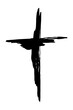 Handdrawn christian cross symbol, hand painted with ink brush. Png clipart isolated on transparent background