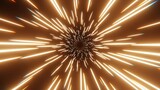 Fototapeta Perspektywa 3d - Abstract 3D background sci-fi light distortion. Lightspeed tunnel with yellow orange neon energy beams. Flying through universe wallpaper. 4K 3D computer graphics render