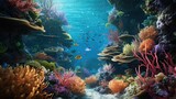 Fototapeta Do akwarium - view of coral in the sea Generative AI
