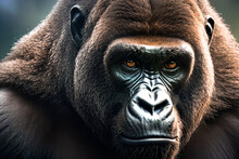 Gorilla Mammal Animal Face , Wildlife Monkey Big Black Strong. Generative Ai
