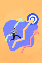 Aufkleber - Poster challenge collage guy research money finance economy results increasing high income target ambitions isolated on yellow background
