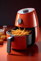 Poster - A versatile air fryer with multiple cooking functions, enabling users to enjoy crispy and healthier versions of their favorite fried foods.  Generative AI technology.