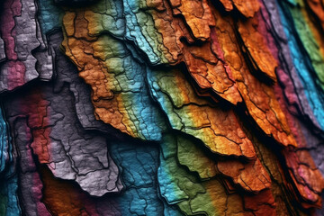 The intricate patterns and textures of a tree bark, showcasing its unique grooves, cracks, and knots. Generative AI technology.