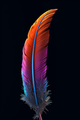 Fototapete - A close-up of a feather, showcasing its intricate barbs, vanes, and unique coloration.  Generative AI technology.