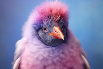Poster - A pastel-colored Penguin with a majestic mane, rendered in soft hues of pink, purple, and blue, exuding a serene and regal presence. Generative AI technology.