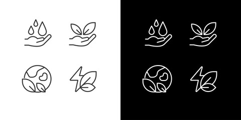 Sticker - Natural sources protection pixel perfect linear icons set for dark, light mode. Earth ecosystem saving. Environment. Thin line symbols for night, day theme. Isolated illustrations. Editable stroke