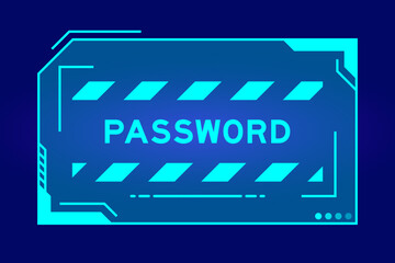 Sticker - Futuristic hud banner that have word password on user interface screen on blue background