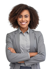 portrait of a young smiling african american business woman posing. happy girl standing successful b
