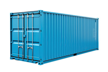 Light blue shipping container cut out transparent background, PNG ,Generative AI