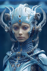 Poster - portrait of cyber woman, Generative AI 