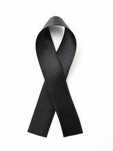 Black Mourning Ribbon Isolated On White 