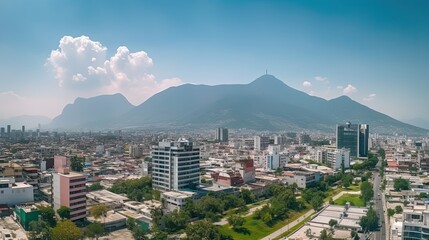 Wall Mural - Panoramic View of Monterrey, Nuevo Leon - A Stunning Skyline of the City Landscape during the Day: Generative AI